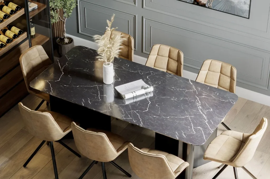 Marble Dining Table with Tub Chairs
